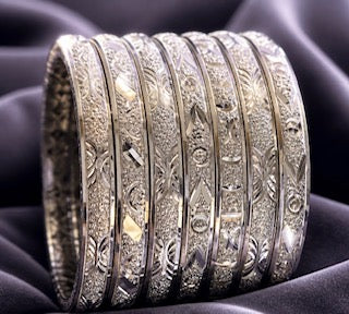 7 Piece Silver Toned Bracelet Set