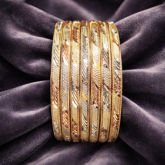 7 Tri-Color Rose Gold Bangles