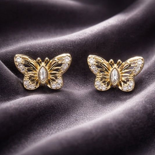 Gold Filled  Butterfly Zirconia Earrings
