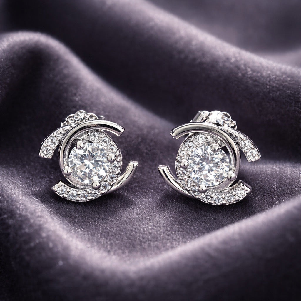 Diamond C Stud Earrings