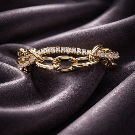 Gold Filled  Layered Twin Spiral CZ Bracelet