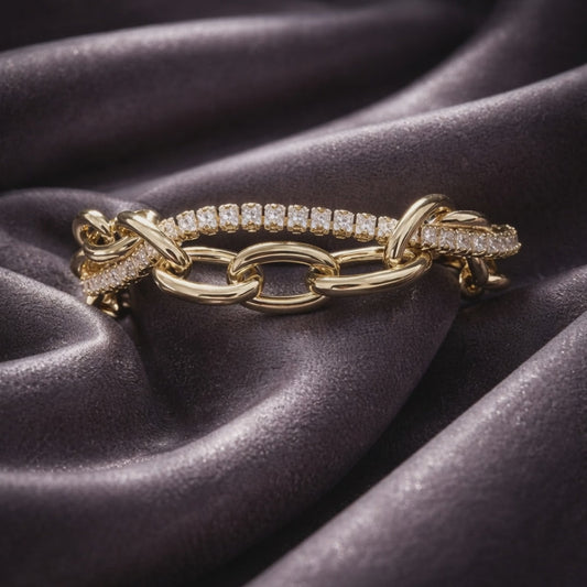Gold Filled  Layered Twin Spiral CZ Bracelet