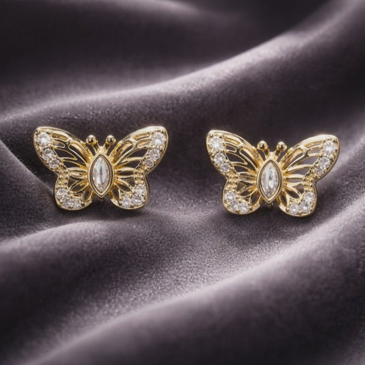 Gold Filled  Butterfly Zirconia Earrings